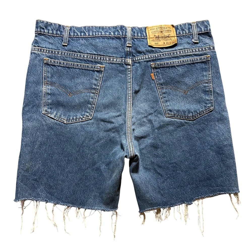 Levis 517 Denim Shorts Mens 40 (38x7) Blue Orange Tab Cut Off Made in USA
